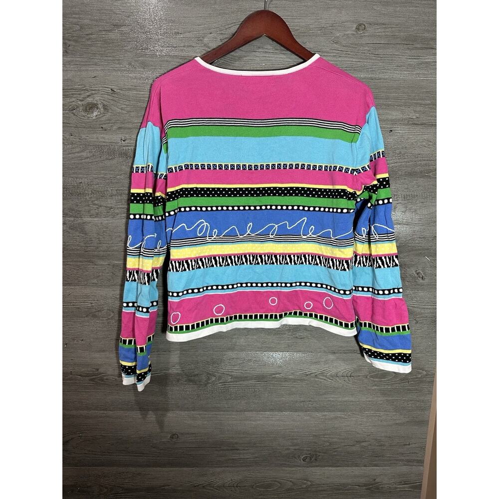Susan‎ Bristol, Women's Colorful Zebra Fair Isle Pattern, Cardigan, Size Large - Picture 5 of 6